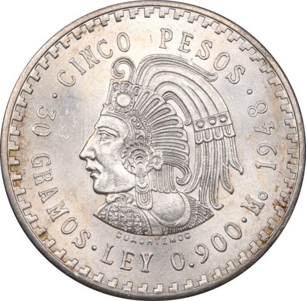 Μεξικό Mexico 5 Pesos 1948 Silver Brilliant Uncirculated