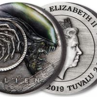 Tuvalu 2 Dollars 2019 2oz Silver Alien 40th Anniversary Antiqued Coin