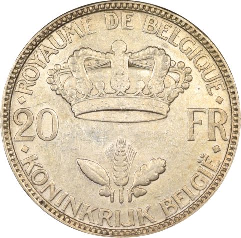 Βέλγιο Belgium 20 Francs 1935 Silver Leopold III