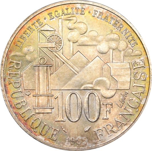 Γαλλία France 100 Francs 1985 Silver Emile Zola Uncirculated