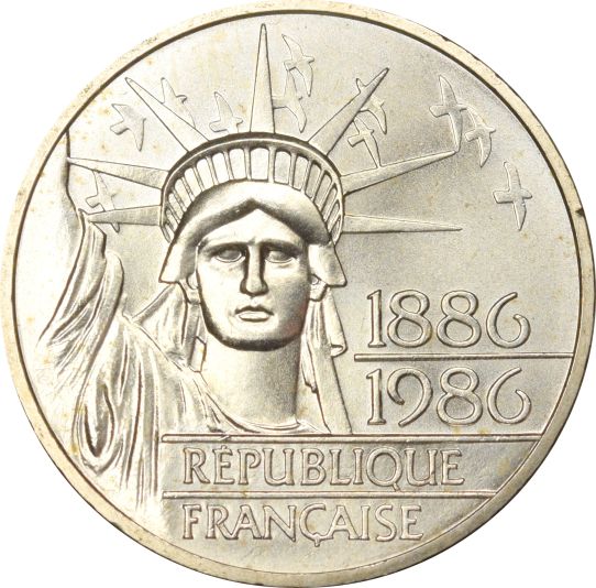 France 100 Francs 1986 Silver Centenial Statue Of Liberty Uncirculated