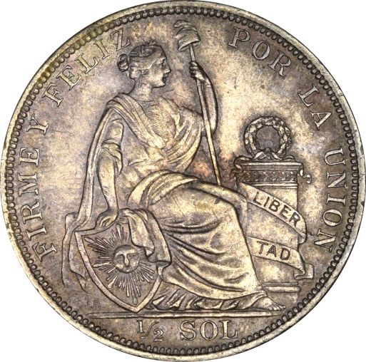 Περού Peru 1/2 Sol 1915 Silver Uncirculated Condition