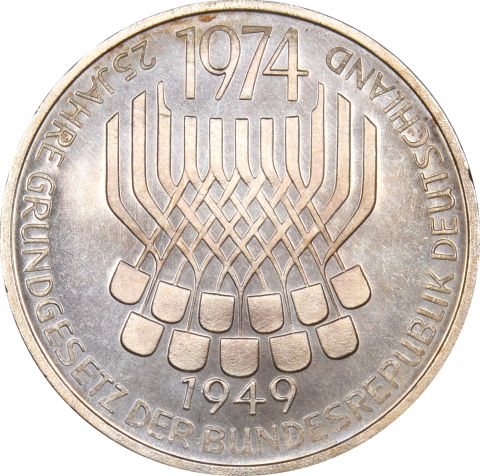 Γερμανία Germany 5 Mark 1974 Silver Brilliant Uncirculated