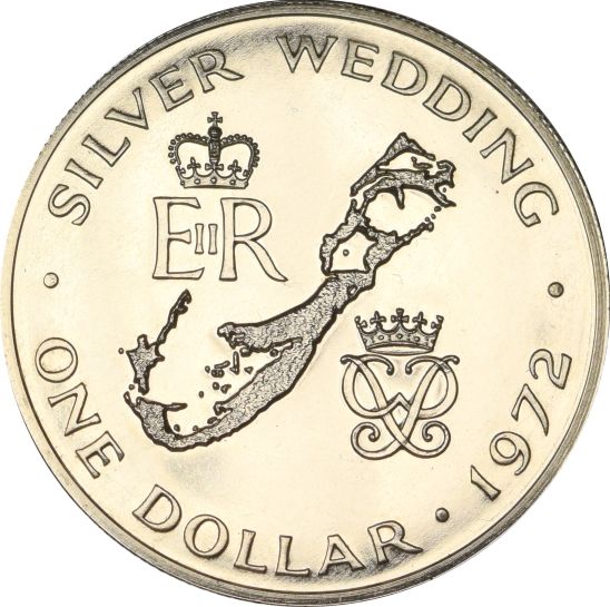 Βερμούδες Bermuda 1 Dollar 1972 Silver Wedding Anniversary