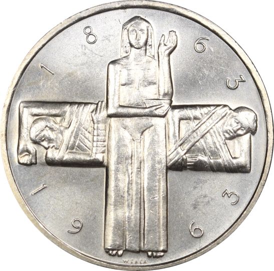 Ελβετία Switzerland 5 Francs 1963 Silver Red Cross Brilliant Uncirculated