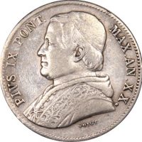 Ιταλία Italy Papal States 20 Baiocchi 1865 Silver Coin