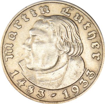 Γερμανία Germany 2 Reichsmark 1933 Silver Martin Luther