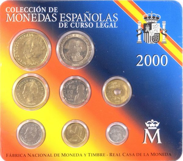 Spain 2000 Official Complete Year Set Of Circulation Coins