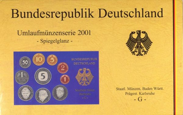 Germany 2001 G Official Complete Year Proof Set Of Circulation Coins