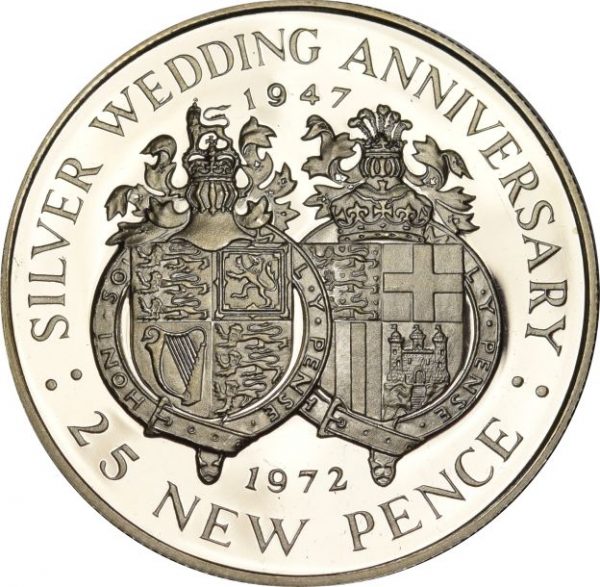 Γιβραλτάρ Gibraltar 25 Pence 1972 Proof Silver Wedding Annversary