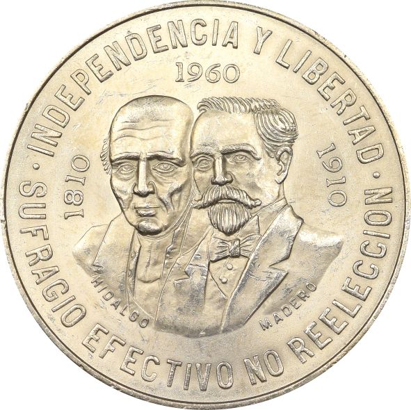 Mexico 10 Pesos 1960 Silver Brilliant Uncirculated
