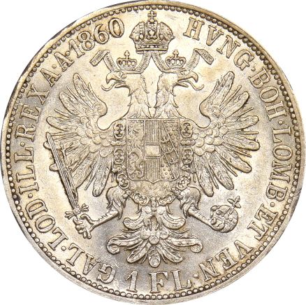 Austria Franz Joseph 1 Florin 1860 Silver High Grade