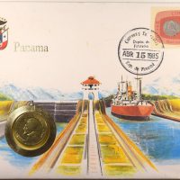 Panama 1985 First Day Coin Cover Panama Canal With Coin Vasco De Balboa