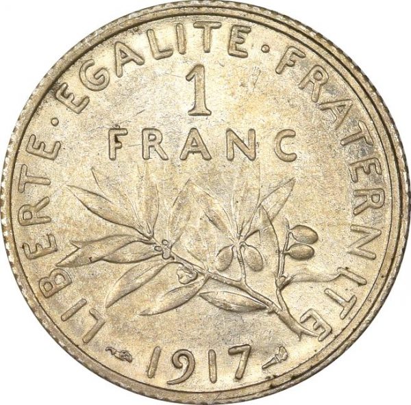 Γαλλία France 1 Franc 1917 Silver Uncirculated Condition