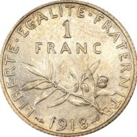 Γαλλία France 1 Franc 1918 Silver Uncirculated Condition