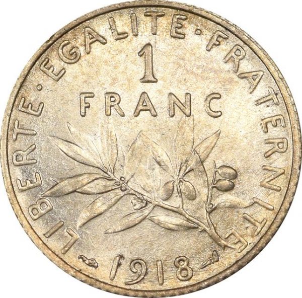 Γαλλία France 1 Franc 1918 Silver Uncirculated Condition