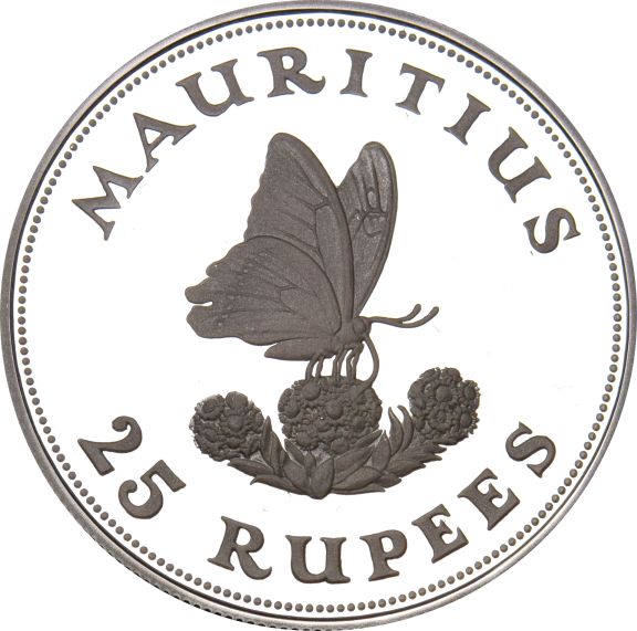 Μαυρίκιος Mauritius 25 Rupees 1975 Silver Blue Swallowtail