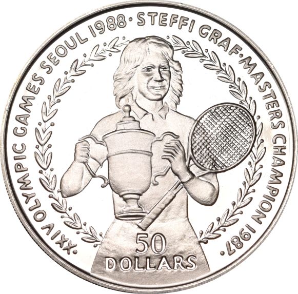Niue 50 Dollars 1988 Olympic Games Seoul Steffi Graf