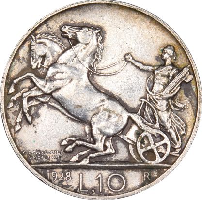 Ιταλία Italy 10 Lire 1928 R Silver Nice Grade
