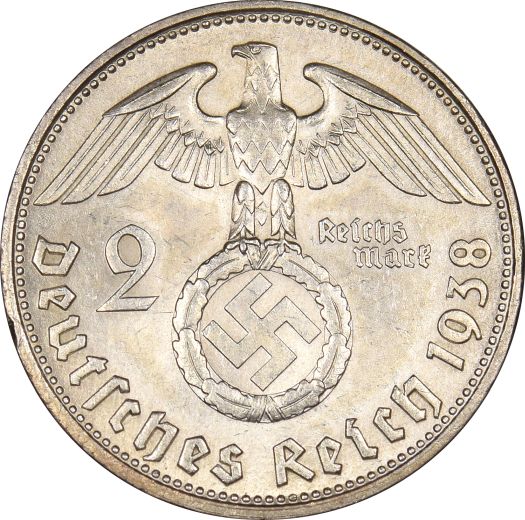 Γερμανία Germany 2 Marks Silver 1938 Almost Uncirculated