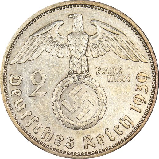 Γερμανία Germany 2 Marks Silver 1939 Almost Uncirculated