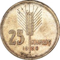 Τουρκία Turkey 25 Kurus 1936 Silver Uncirculated