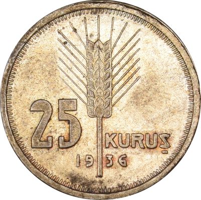 Τουρκία Turkey 25 Kurus 1936 Silver Uncirculated