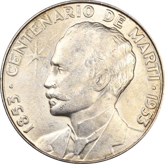 Κούβα 1 Peso 1953 Silver Jose Marti Uncirculated