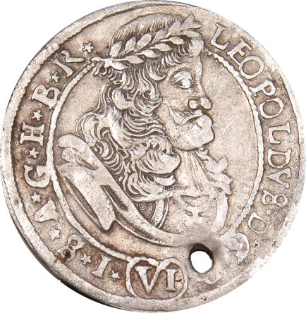 Austria 6 Kreuzer 1680 Silver With Hole