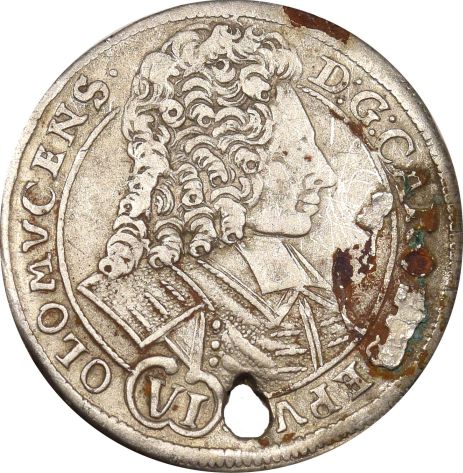 Austria 6 Kreuzer 1711 Silver With Hole
