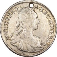 Austria 15 Kreuzer 1745 Silver With Hole