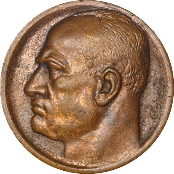 Italy Benito Mussolini 1935 Bronze Fascist Medal By Carlo Rivalta