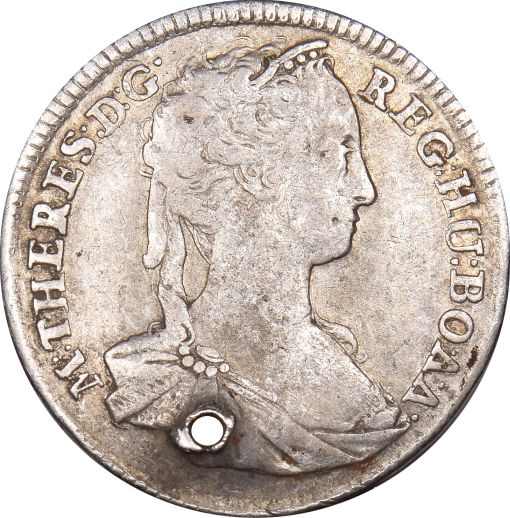 Austria 15 Kreuzer 1743 Silver With Hole