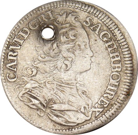 Austria 6 Kreuzer 1734 Silver With Hole