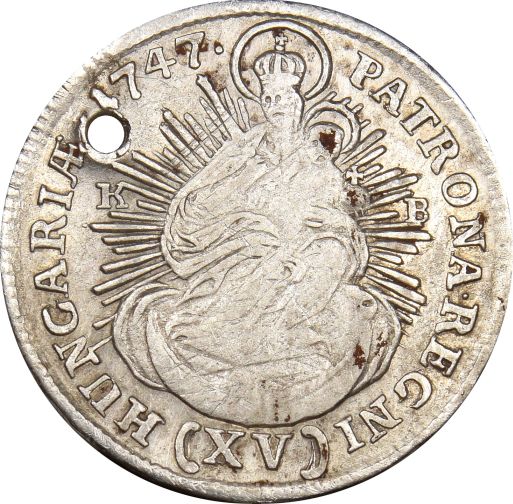 Austria 15 Kreuzer 1747 Silver With Hole