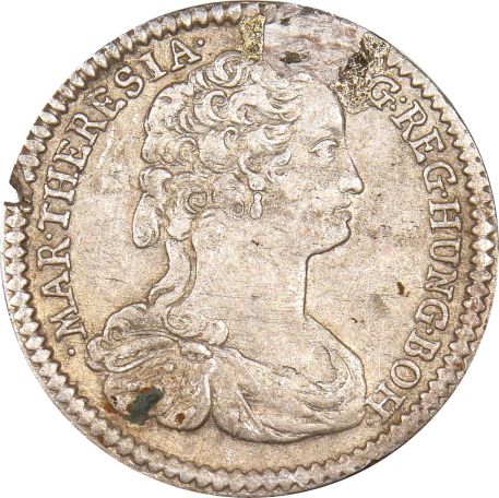 Austria 6 Kreuzer 1742 Silver With Hole