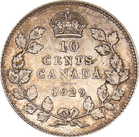 Καναδάς Canada 10 Cents 1929 Silver High Grade
