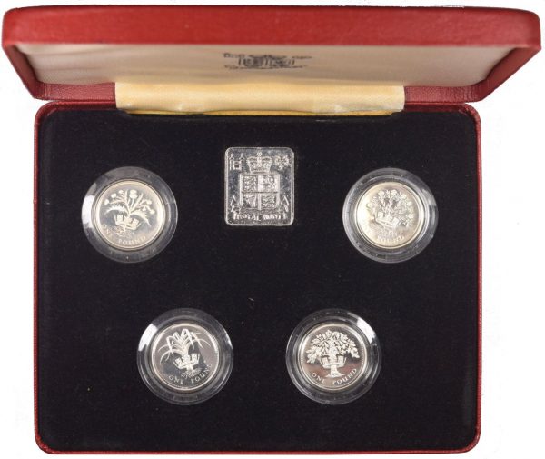 Royal Mint United Kingdom 1984 - 1987 1 Pound Silver Proof Collection