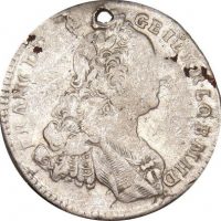 Austria 7 Kreuzer 1763 Silver With Hole