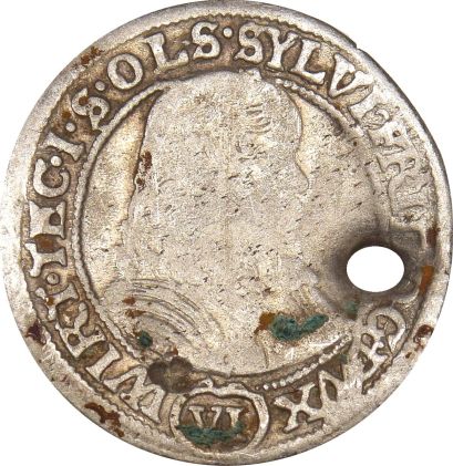 Germany 6 Kreuzer 1674 Silver With Hole
