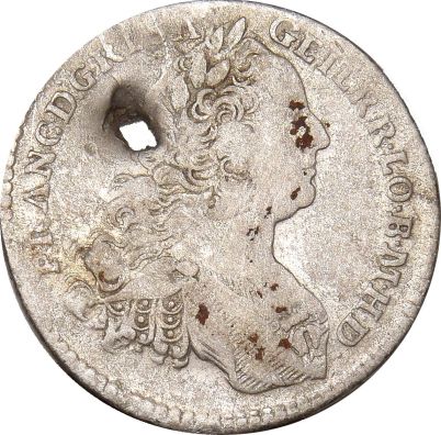 Austria 7 Kreuzer 1763 Silver With Hole