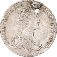 Austria 6 Kreuzer 1744 Silver With Hole
