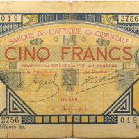 Χαρτονόμισμα Δυτική Αφρική West Africa 5 Francs Dakar 1925