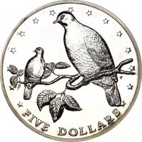 Cook Islands 5 Dollars 1979 Silver Proof Rarotongan Fruit Doves