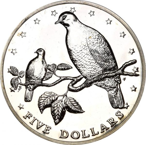 Cook Islands 5 Dollars 1979 Silver Proof Rarotongan Fruit Doves