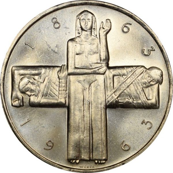 Ελβετία Switzerland 5 Francs 1963 Silver Red Cross Uncirculated