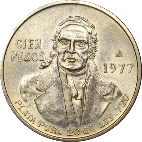 Μεξικό Mexico 100 Pesos 1977 Silver Brilliant Uncirculated