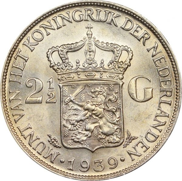 Ολλανδία Netherlands 2 1/2 Gulden 1939 Silver Brilliant Uncirculated