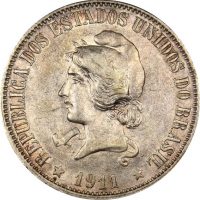 Βραζιλία Brazil 2000 Reis 1911 Silver