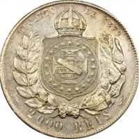 Βραζιλία Brazil 2000 Reis 1889 Silver